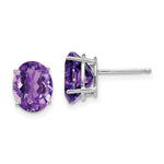 14k White Gold 9x Oval Amethyst Earrings