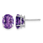 14k White Gold 9x Oval Amethyst Post Earrings