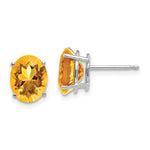 14k White Gold 9x Oval Citrine Earrings