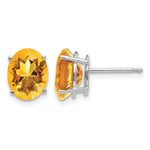 14k White Gold 9x Oval Citrine Post Earrings