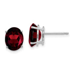 14k White Gold 9x Oval Garnet Earrings