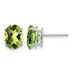 14k White Gold 9x Oval Peridot Post Earrings