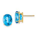 14k 10x Oval Blue Topaz Checker Earrings