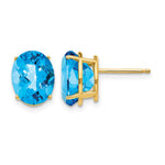 14k 10x Oval Checker-cut Blue Topaz Post Earrings