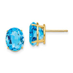 14k 10x Oval Blue Topaz Earrings