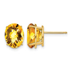 14k 10x Oval Checker-cut Citrine Post Earrings