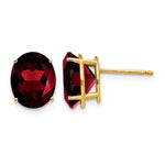 14k 10x Oval Garnet Post Earrings