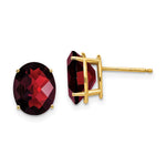 14k 10x Oval Garnet Checker Earrings