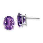 14k White Gold 10x Oval Amethyst Earrings