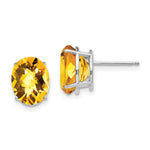14k White Gold 10x Oval Citrine Checker Earrings