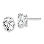 14k White Gold 10x Oval Cubic Zirconia Earrings