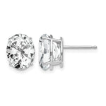 14k White Gold 10x Oval Cubic Zirconia Post Earrings