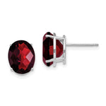 14k White Gold 10x Oval Garnet Checker Earrings