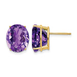 14k 12x Oval Amethyst Post Earrings