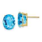 14k 12x Oval Blue Topaz Earrings