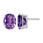 14k White Gold 12x Oval Amethyst Stud Earrings