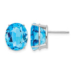 14k White Gold 12x Oval Blue Topaz Stud Earrings