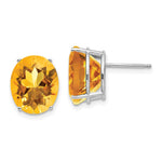 14k White Gold 12x Oval Citrine Earrings