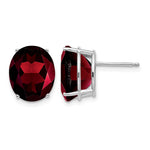 14k White Gold 12x Oval Garnet Post Earrings