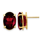 14k 14x Oval Garnet Post Earrings