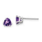 14k White Gold Trillion Amethyst Earrings