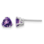14k White Gold Trillion Amethyst Post Earrings