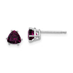 14k White Gold Trillion Rhodolite Garnet Stud Earrings