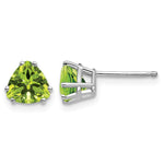 14k White Gold Trillion Peridot Post Earrings
