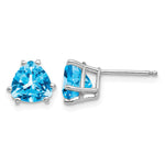 14k White Gold Trillion Blue Topaz Post Earrings
