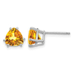 14k White Gold Trillion Citrine Stud Earrings