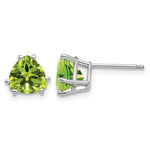 14k White Gold Trillion Peridot Stud Earrings