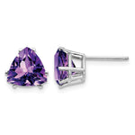 14k White Gold Trillion Amethyst Stud Earrings