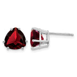 14k White Gold Trillion Garnet Post Earrings