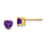 14k Heart Amethyst Earrings
