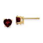 14k Heart Garnet Earrings