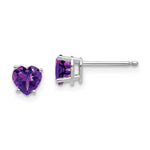 14k White Gold Heart Amethyst Earrings