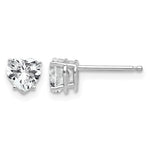 14k White Gold Heart Cubic Zirconia Post Earrings