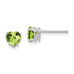 14k White Gold Heart Peridot Earrings