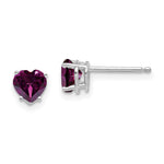 14k White Gold Heart Rhodolite Garnet Earrings