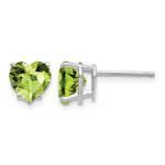 14k White Gold Heart Peridot Post Earrings