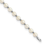 14k White Gold 6- White Semi-round Freshwater Cultured Pearl Bracelet