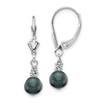 14k White Gold 5- Black Semi-round Freshwater Cultured Pearl Dangle Leverback Earrings
