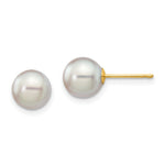 14k 7- Grey Round Akoya Saltwater Cultured Pearl Post Earrings