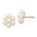 14k 3- White Egg Freshwater Cultured Pearl Flower Earrings
