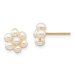 14k 2- White Egg Freshwater Cultured Pearl Flower Earrings