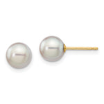 14k 6- Grey Round Akoya Saltwater Cultured Pearl Post Earrings