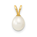 14K 6- White Rice Freshwater Cultured Pearl Pendant