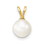 14K 7- White Round Freshwater Cultured Pearl Pendant