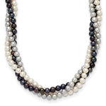 14k 6- White/Gray/Black Near-Round Freshwater Cultured Pearl 3-Strand Necklace