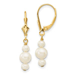 14k 3- and 5- White Semi-Round Freshwater Cultured Pearl Dangle Leverback Earrings